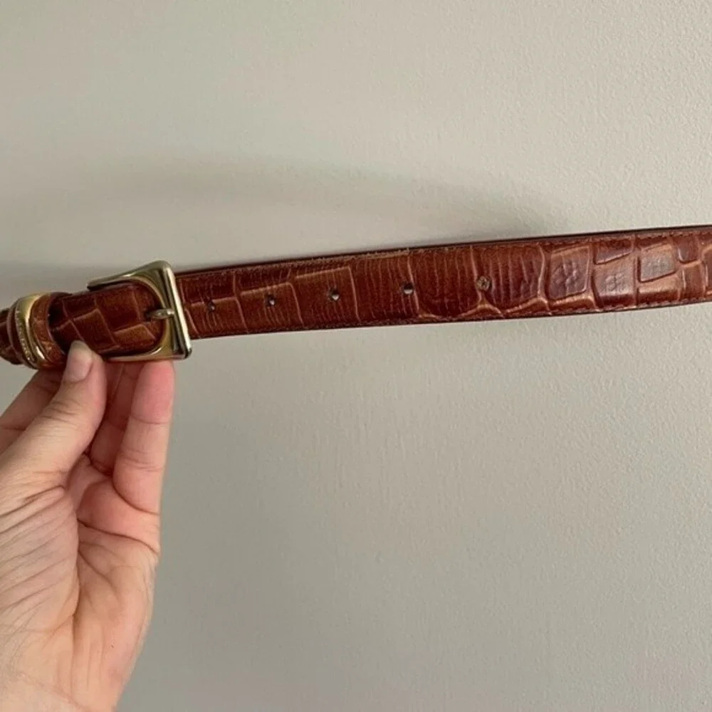 Vintage Italian Calfskin Leather & Brass Buckle Belt